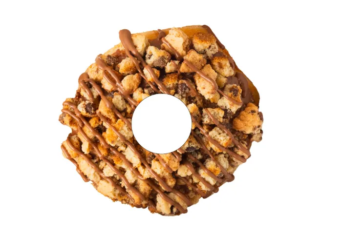 Dona Cronch de Krispy Kreme rellena de manjar con chocolate y galletas chocochips