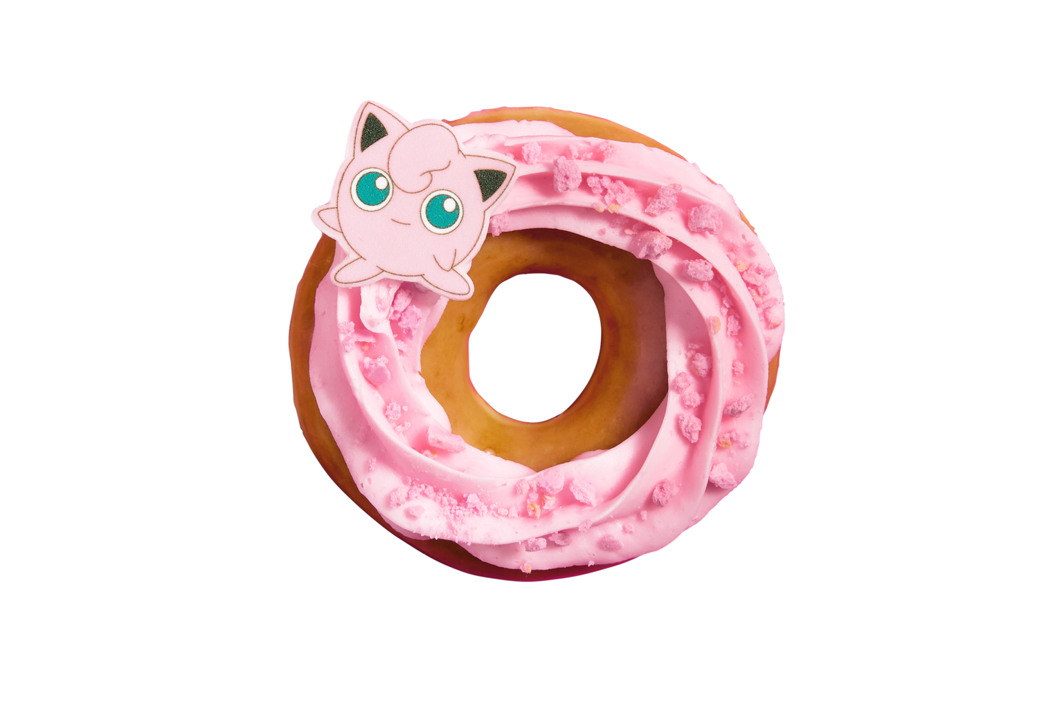 Dona Jigglypuff de Krispy Kreme con glaseado rosa y figura de fondant